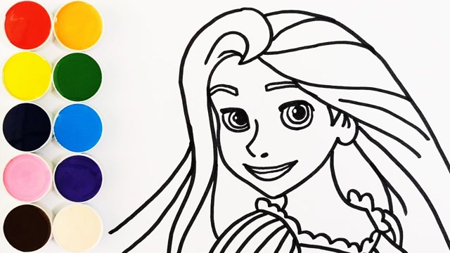 儿童简笔画,彩虹发公主画画