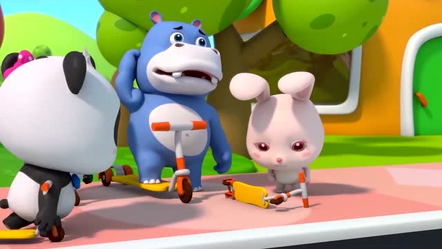 宝宝巴士-兔一一骑滑滑车不小心摔倒了,怎么办