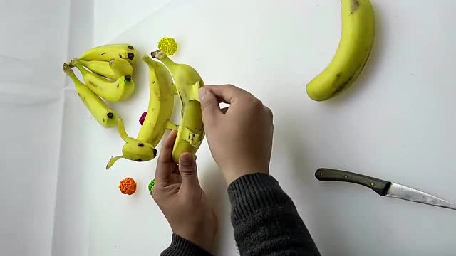 香蕉的花式切法,变成动物造型,简单方便,造型有创意
