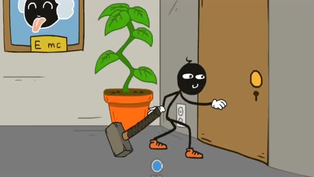 火柴人趣味游戏:铁锤砸门砸出意外,被人一门板摔在墙上!