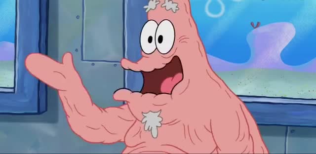 派大星老得要用拐杖走路了,离死不远了,海绵宝宝寸步不离陪着