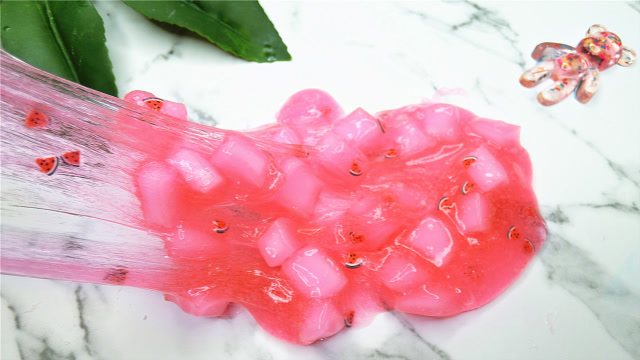 自制高颜值西瓜果粒泥水晶泥,做法很简单,diy无硼砂史莱姆