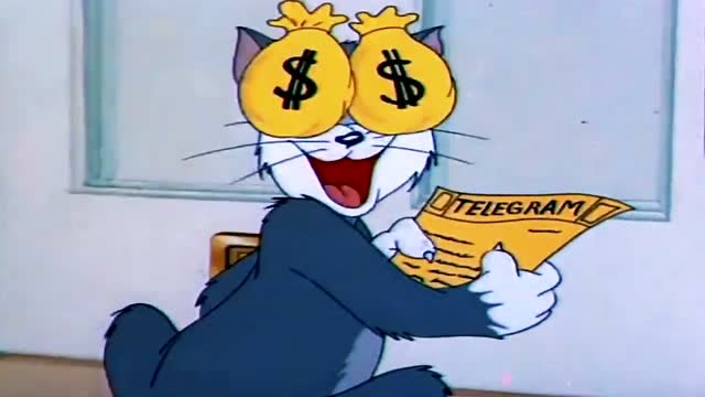 猫和老鼠:汤姆在家陪杰瑞玩耍,此时收到的一份电报,把他开心惨了