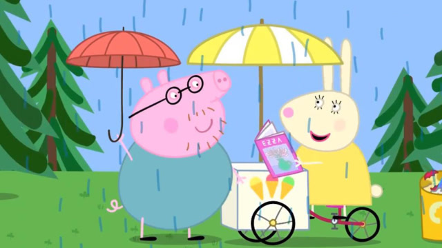 小猪佩奇和同学坐冰淇淋车去春游,遇到泥坑请阿力帮忙的玩具故事