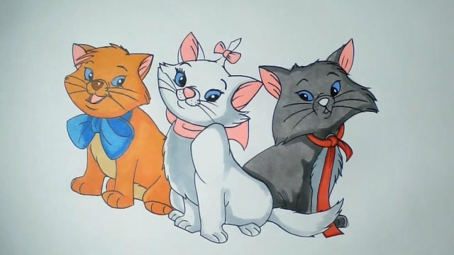 零基础学画手帐简笔画之三只小猫