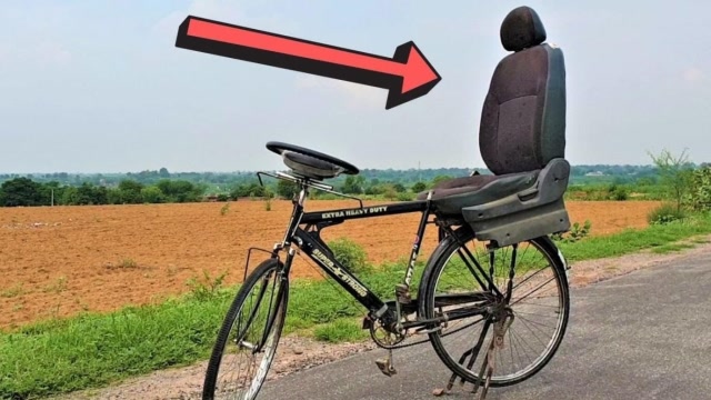 老外好脑洞!把汽车方向盘和座椅装在自行车上,开出了法拉利的气势