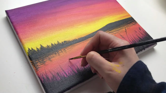 创意学画画:油画日落一笔一笔画