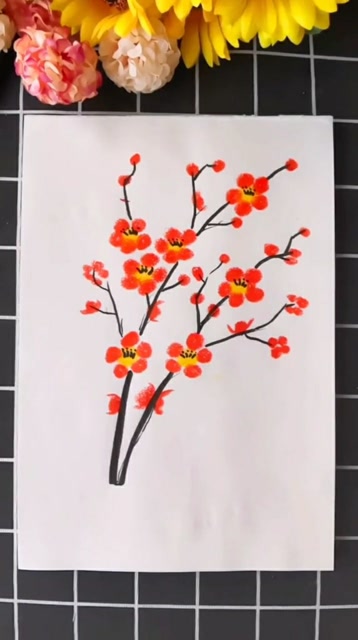 用蜡笔画梅花