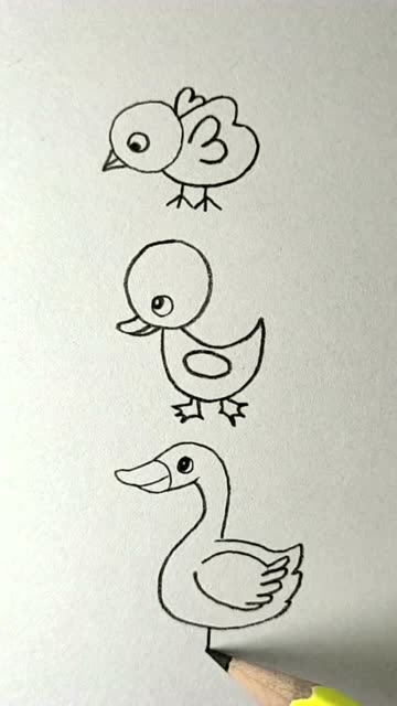 小鸭画枫叶小鸡画什么图片