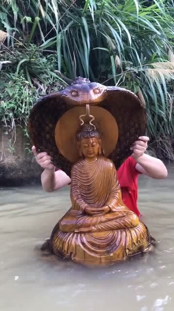 蛇化身为龙,为佛遮风挡雨,这样的作品.真是绝了