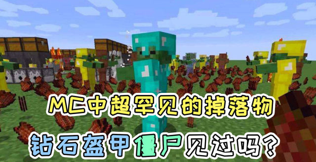 我的世界:超罕见的3种掉落物,穿钻石盔甲的僵尸见过吗?