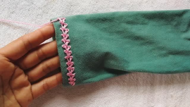 衣服缝边方法,像花边的锁边针法,成品惊艳
