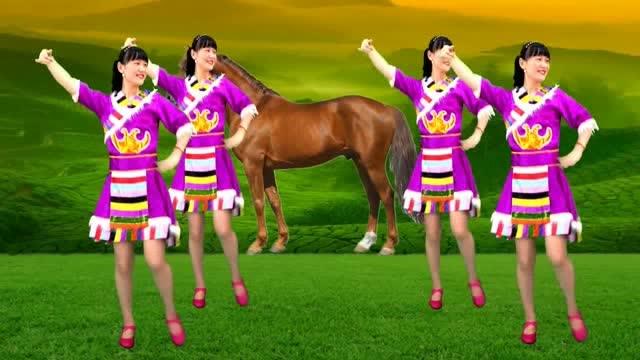 广场舞《马背上的情歌》,舞步青春欢快,活力四射