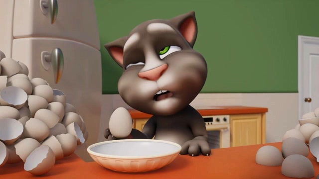 汤姆猫:汤姆熬了一晚上打烂100个鸡蛋,终于做成美味汉堡!