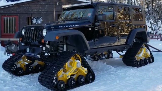 吉普牧马人配置mattracks橡胶履带轮平整雪道