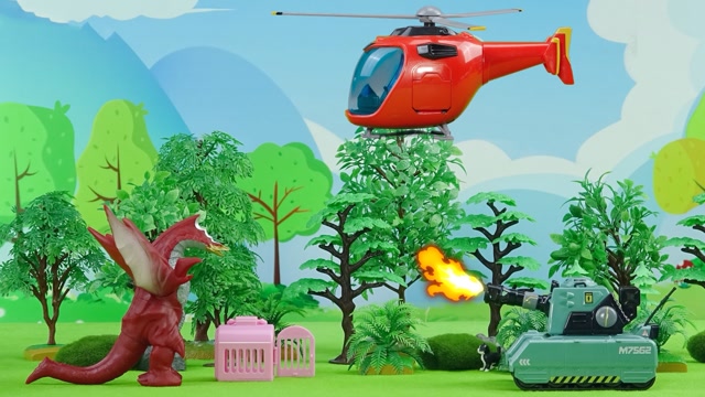 舒克贝塔开直升机和坦克大战怪兽解救小猫