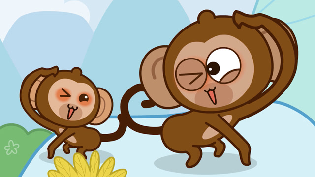 小猴子跟大猴子扭来扭去