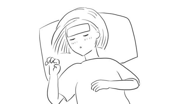 发高烧的女孩幼儿亲子简笔画 儿童轻松学画画