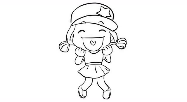 开心的小女孩幼儿亲子简笔画 宝宝轻松学画画