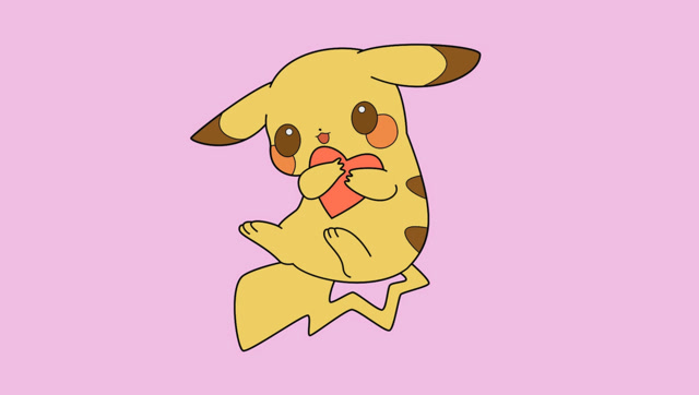 29 抱着爱心的小皮卡丘简笔画