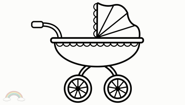 育儿早教学画画,教孩子画他喜爱的漂亮婴儿车宝宝车简笔画