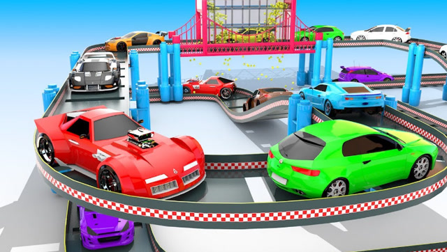 亲子互动:彩虹小汽车出车库