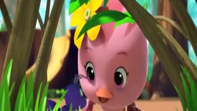 童年动画片萌鸡小队唱歌哄竹节虫出来一起玩