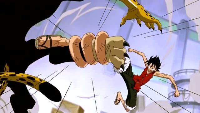 海贼王司法岛片段,路飞vs路奇拳拳到肉,这才是真正的战斗场面