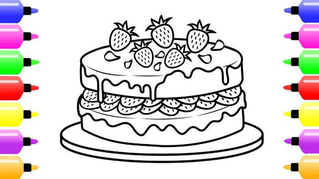 草莓蛋糕简笔画儿童图片