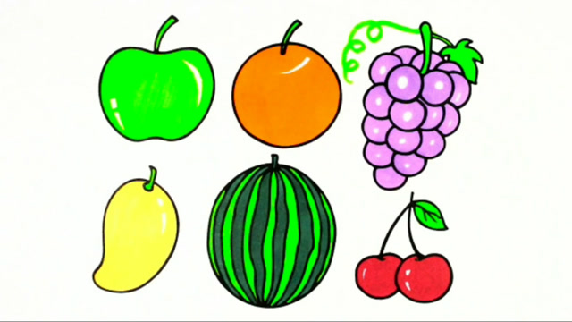 萌宝画几种常见的水果,并涂上颜色,可不是画画那么简单哦