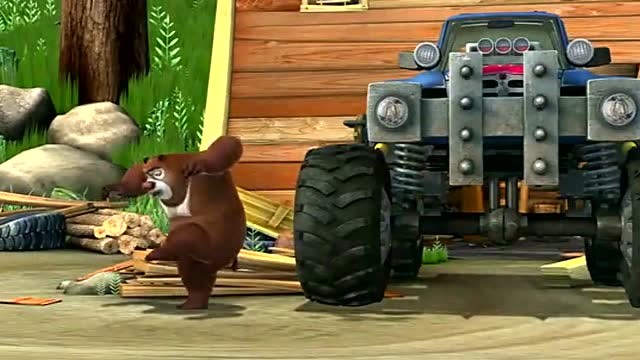 熊出没:熊大破坏光头强的超级战车,指甲全断了,车依旧完好无损