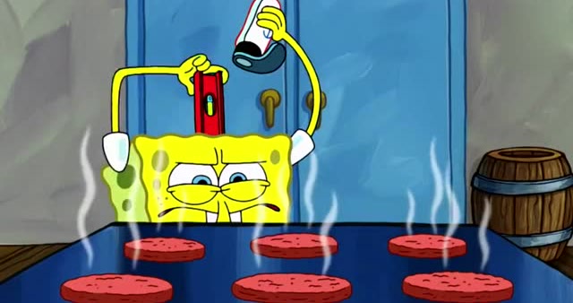 海绵宝宝开始认真学习做饭!