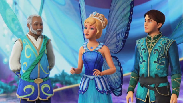 芭比之蝴蝶仙子与精灵公主绘画:女巫正用魔棒对准心形石