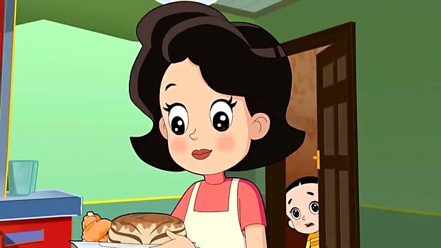 围裙妈妈准备了食物去喂流浪猫,大头儿子偷偷的跟着妈妈