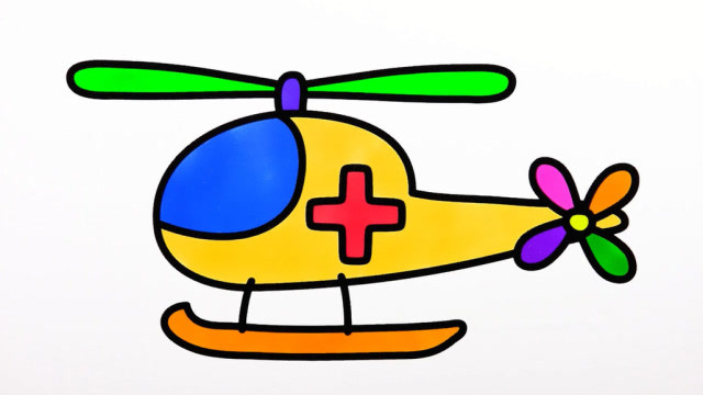 直升飞机简笔画彩色图片