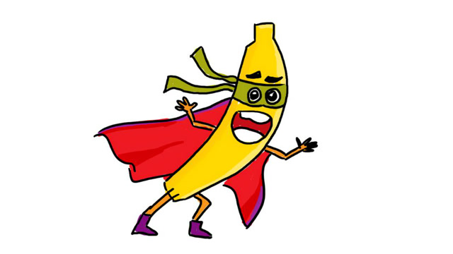 教小朋友们画出一个有趣的香蕉超人卡通简笔画