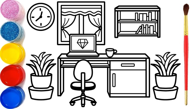 趣味简笔画:画宝宝的小书房