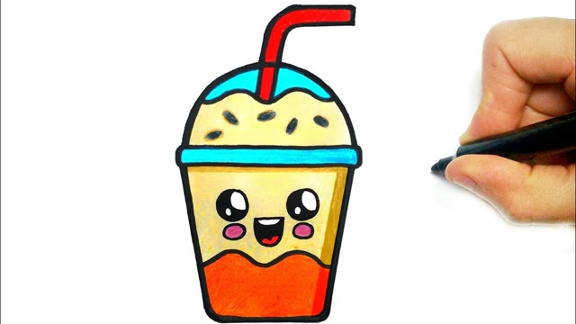 趣味简笔画:画笑脸可乐杯玩玩