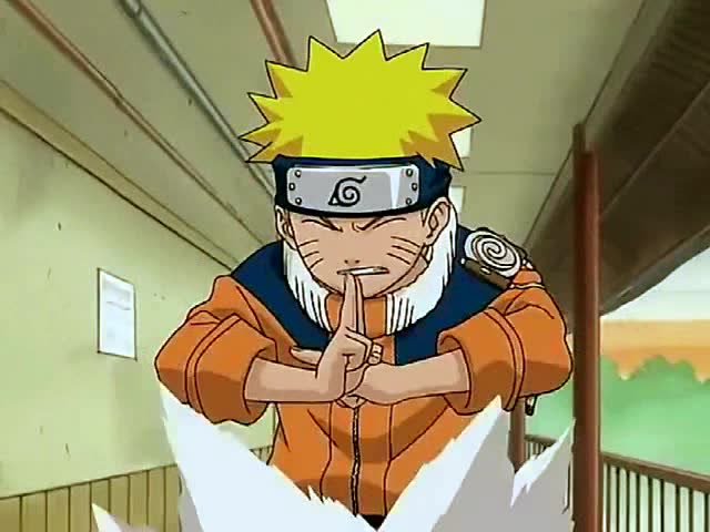 漩涡鸣人使用影分身术对战佐助, 关键时刻肚子痛