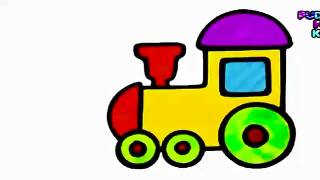 儿童简笔画:金粉火车头画画