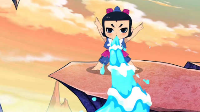 水娃使出了看家本领,他拥有控制水的能力,从嘴里吐出了惊涛骇浪