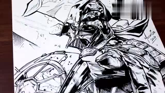 黑武士星球大战铅笔画黑武士