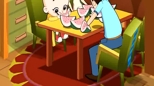 吃了西瓜籽,大头儿子头上开了朵花儿啊!