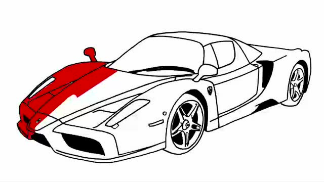 简笔画;超酷跑车画画