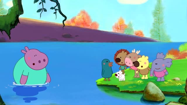 小小画家熊小米:河马先生的脚被树枝卡住了,小米们来帮忙