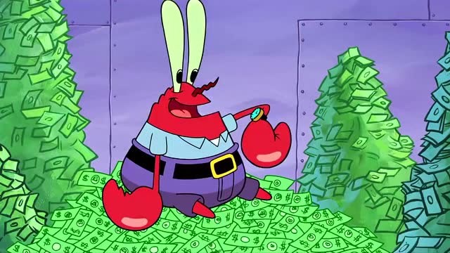 海绵宝宝:蟹老板掉进了银行的钱堆里,这简直就是他毕生的梦想啊!