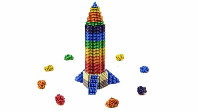 磁力巴克球制作炫酷火箭,颜值爆表科技感十足