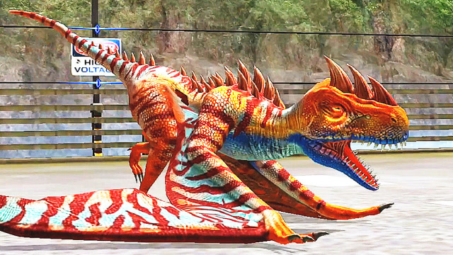 小鸢解说 侏罗纪世界1326厚鼻巨齿龙a中棘齿兽a塔波龙,混种三剑客