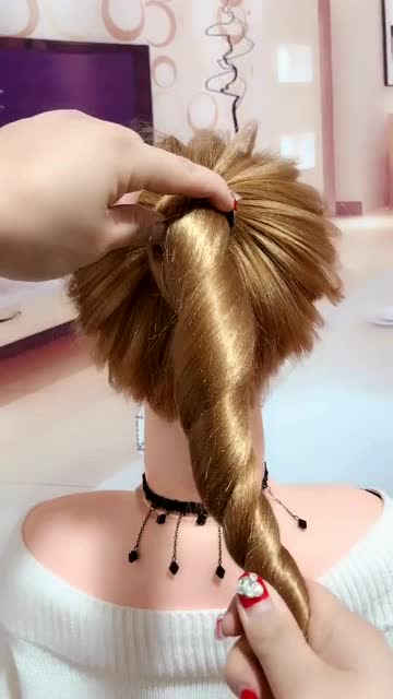 一个皮筋都不用的丸子头