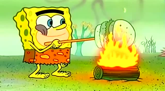 《海绵宝宝》海绵宝宝和派大星章鱼哥烤烧烤吃,把泥土都给烤吃了